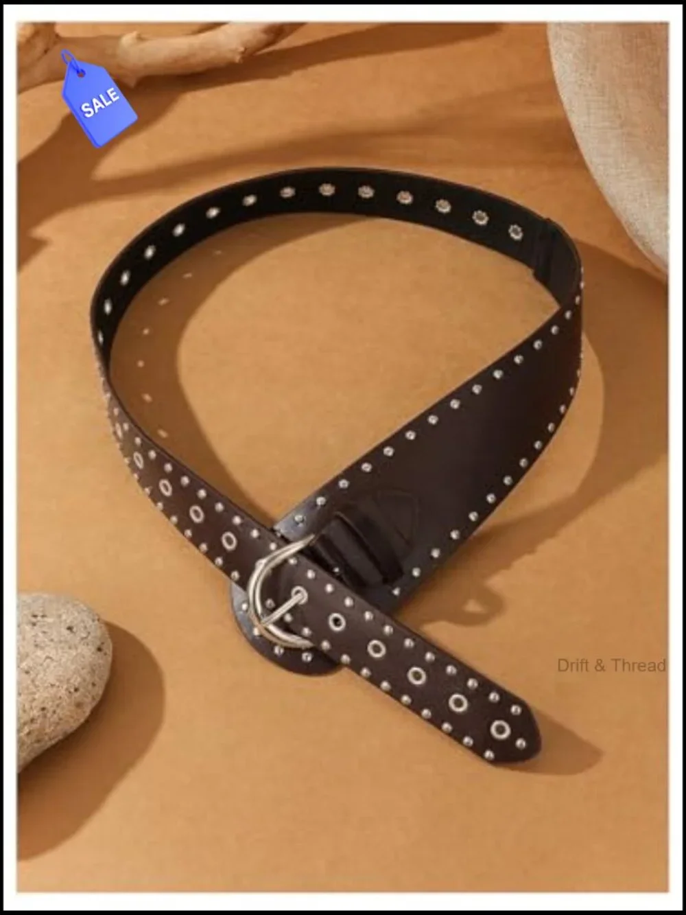 Studded PU Leather Belt Y2k Punk Rave Cowgirl Wide Waist Belt